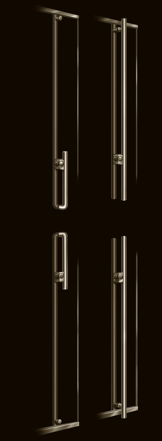TUBULAR DOOR HARDWARE HARDWARE IS FABRICATED FROM 1-1/4" DIAMETER STAINLESS STEEL OR ARCHITECTURAL BRONZE TUBING IN SATIN OR HIGHLY POLISHED FINISHES.