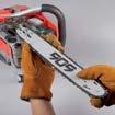 (19). 1. Place the chainsaw on a flat and secure surface and check that the chain brake (12) is disengaged (Fig C). 2.