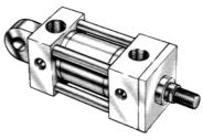 Fixed cap clevis mounting cylinders MP1 and MP3 may be used if the curved path of the piston rod travels is in a single plane; for