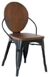Mixed Material Dining Chair 2400002 This mixed material dining chair brings a touch of warmth and industrial charm. Comes with solid wood seat, Powdercoated metal frame, marresistant finish.