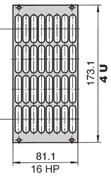 5 mm, clear anodised (non-conductive) 1 perforated fan front panel Front panel screws see below Assembly