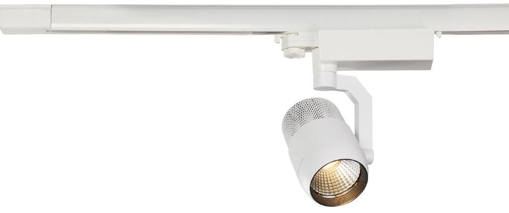 TRACK MOUNTED SPOT LIGHTS The circle range features similar cylindrical housing shapes, available in two different sizes, all housing and their brackets, which provide the connection to a plastic LED