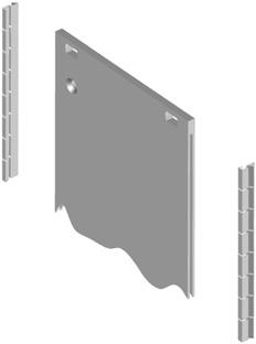 243 EMC front panels Front panel, bottom-hinged with side groove for EMC springs can be mounted on top or bottom plate is mounted to the module rail; installation width is therefore not decreased