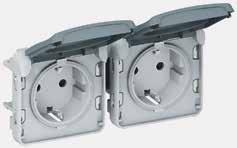 Plexo TM mechanisms IP 55 prewired socket outlets, adaptors, sockets outlets, data socket and accessories 0 695 76 0 695 80 6 806 33 0 695 71 Mechanisms supplied with cover plate Installation with