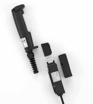Actuator with Plastic Holder HS5 series interlock switches detect the installation/removal of grip style enabling switches.