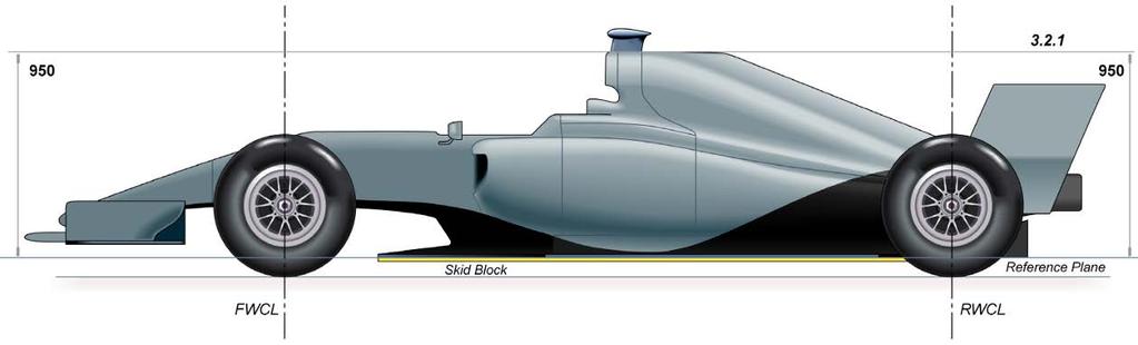 3.3 Front wing 3.3.1 Overall dimensions All bodywork situated forward of a point lying 330mm behind the front wheel centre line, and more than 250mm from the car centre plane, must be no less than