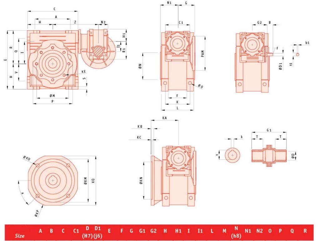 WORM GEARBOXES page 15 of 17 COMBINED WORM