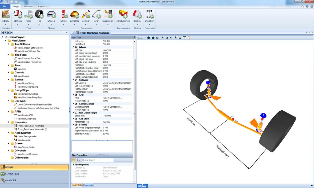Ribbon Control Project Tree Document Manager ABOVE The general layout of an OptimumDynamics project OptimumDynamics has been designed to ensure that navigating your project is simple and easy.