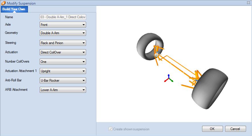 Modify Suspension Modifying suspension geometry allows you to ensure that the geometry created