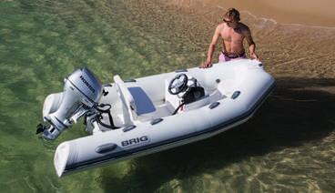 for recreation. The strong fiberglass hull in combination with inflatable buoyancy tubes gives these boats a smooth, dry ride.