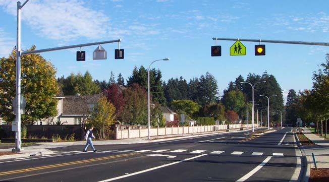 Overhead flashers are used to increase driver awareness when approaching a marked crosswalk at an uncontrolled location.