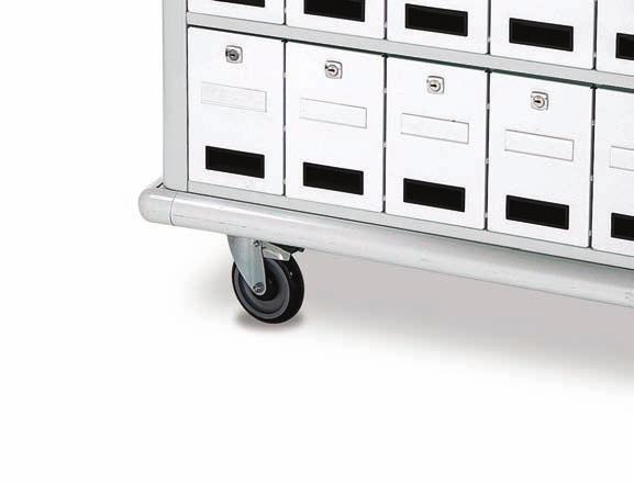 Pharmacy Master keys are available (additional cost) Low level bumper bar Push handles Upper work surface 125mm swivel castors, 2 off braking Optional wall