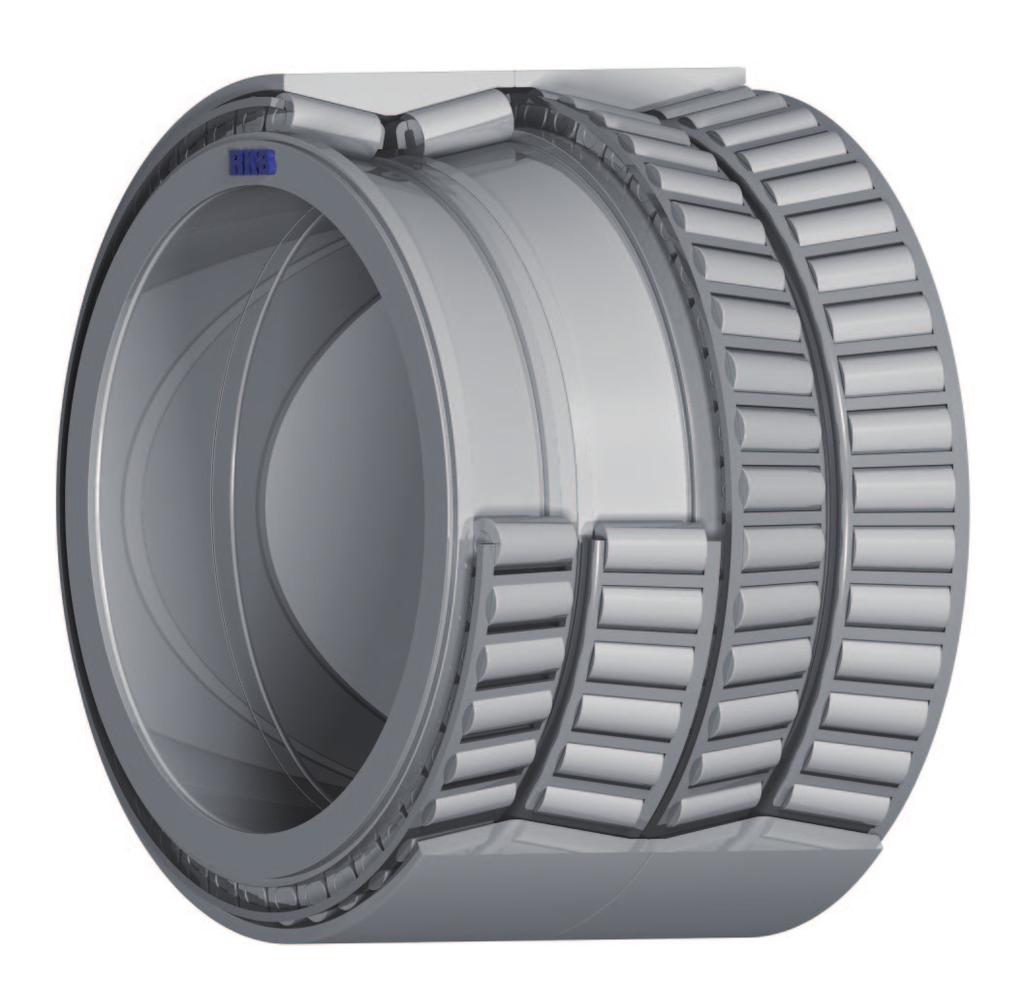 Four-row taper roller bearings RKB four-row taper roller bearings are installed as complete assemblies and take axial loads in addition to heavy radial loads, so that generally it is not requested