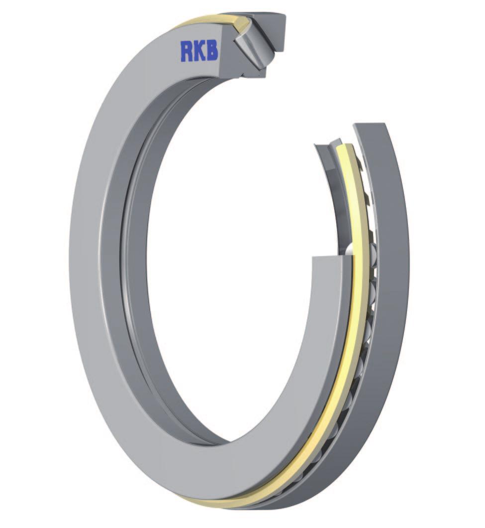 Spherical roller thrust bearings In RKB spherical roller thrust bearings the load is transmitted from one raceway to the other under an angle of about 50 related to the bearing axis.