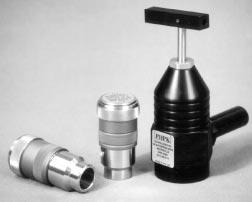 These rugged service valves are supplied with spring-loaded double fluorocarbon rubber (Viton) O-ring seals, and a threaded spring relief cap designed to prevent contamination and moisture from