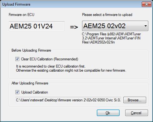 Select AEM25 02v02.fin from the dropdown list on the right.