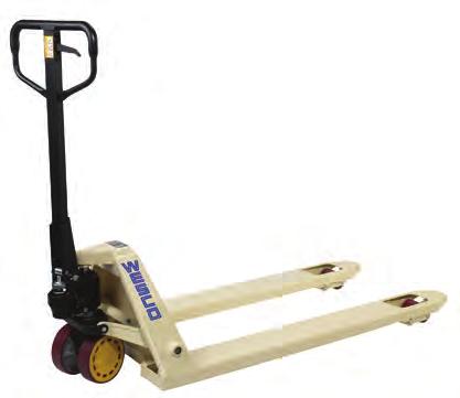 CPI and economizer pallet trucks CPI Pallet Truck 2 year pump warranty. Adjustable fork connecting rods. Overload bypass. Rubber coated handle. 7"moldon polyurethane steering wheels.