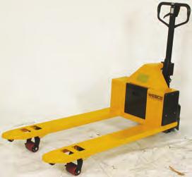 24 volt 8 amp charger. 61" turning radius. Two fork widths - 20.5" and 27". 273289 Heavy Duty Semi- Electric Pallet Truck 1 year pump warranty.