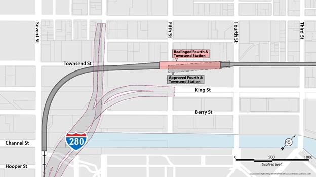 4) Fourth and Townsend Underground Station location It is unclear how a relocated Caltrain station on Townsend could