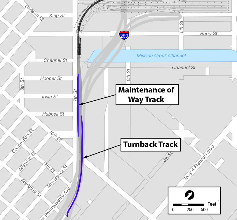 6) Turnback Track impacts on 16 th Street grade crossing The SEIR proposes the addition of two additional tracks on 7 th Street, including a turnback track across 16 th Street, thereby increasing