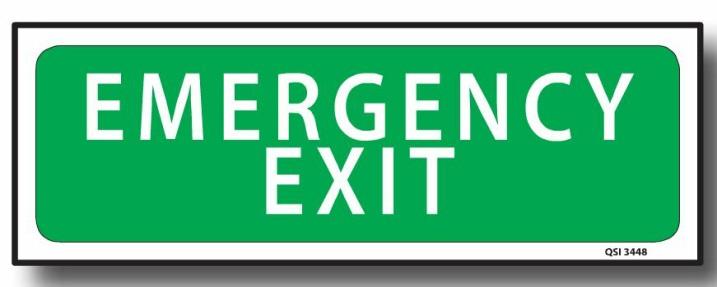Emergency Exit Sign QSI3448 Plastic Safety Sign: "Emergency