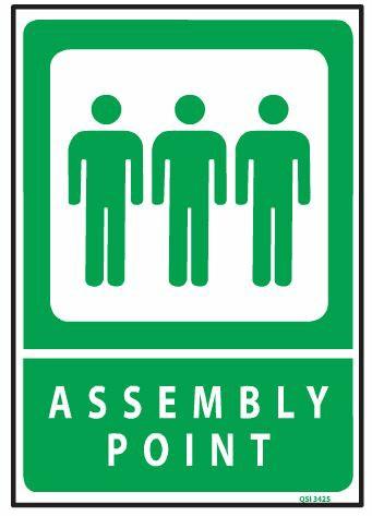 Colours:  GST Assembly Point Sign QSI3425 Plastic Safety