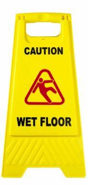 Caution - Wet Floor Sign C-WF Folding plastic sandwich board style.