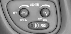Fog Lamps Twilight Sentinel The fog lamps button is located below the twilight knobs, to the left of the steering wheel on the instrument panel. Press this button to turn on and off the fog lamps.