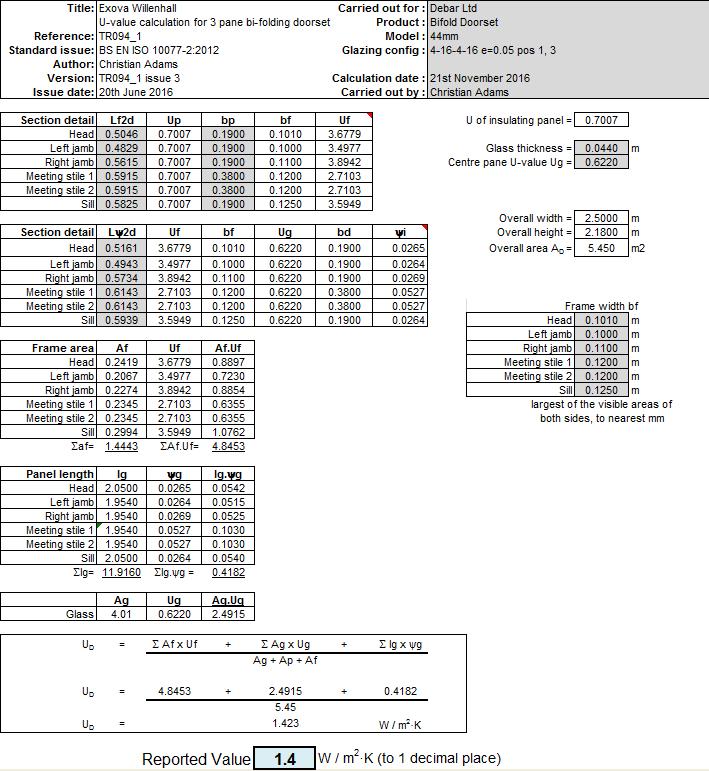 Doorset 2 - ISO 10077-2:2012 calculation
