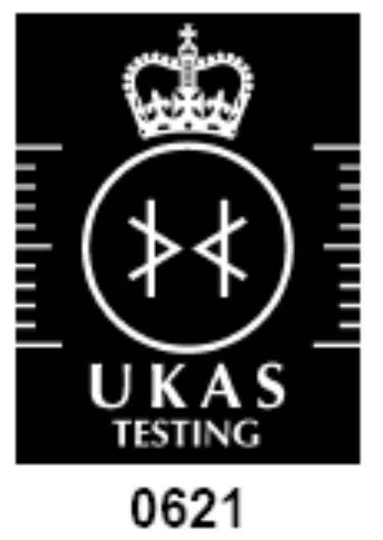 Tests marked Not UKAS Accredited are not covered by the Laboratory UKAS accreditation schedule. Tests marked NT were not tested Tests marked NA are not applicable to the product on test.