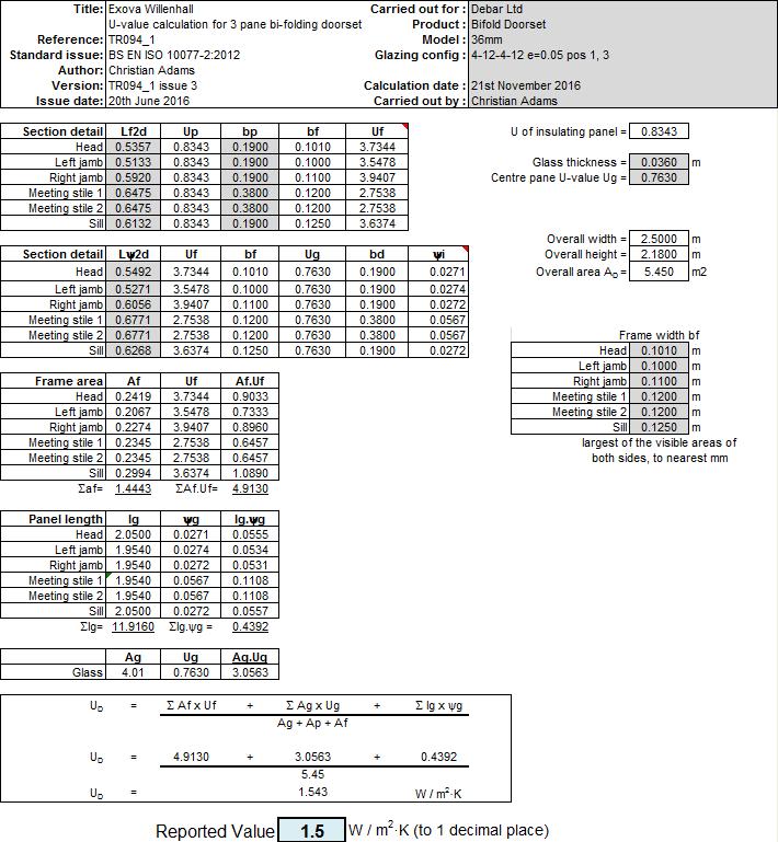 Doorset 1 - ISO 10077-2:2012 calculation