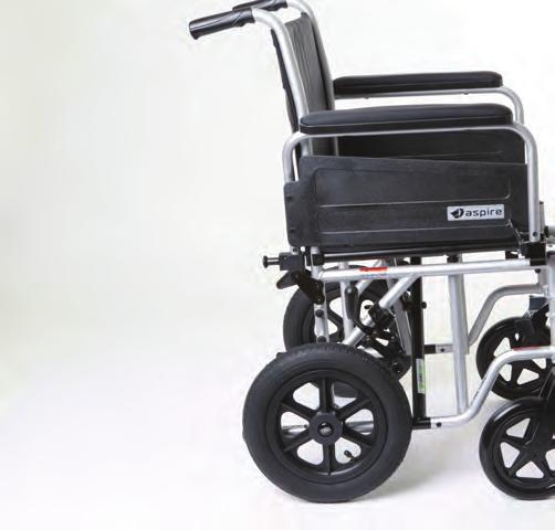 with large handle COMFORTABLE PADDED NYLON UPH HOLSTERY is compatible with a broad range of wheelchair cushions (refer to back