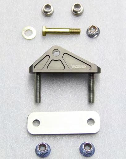 Figure 4: Lower Mounting Bracket. Figure 5: Assembled Rear Coilover. Note that the lower shock bracket attaches to the body of the damper and the shaft attaches to the upper mount.