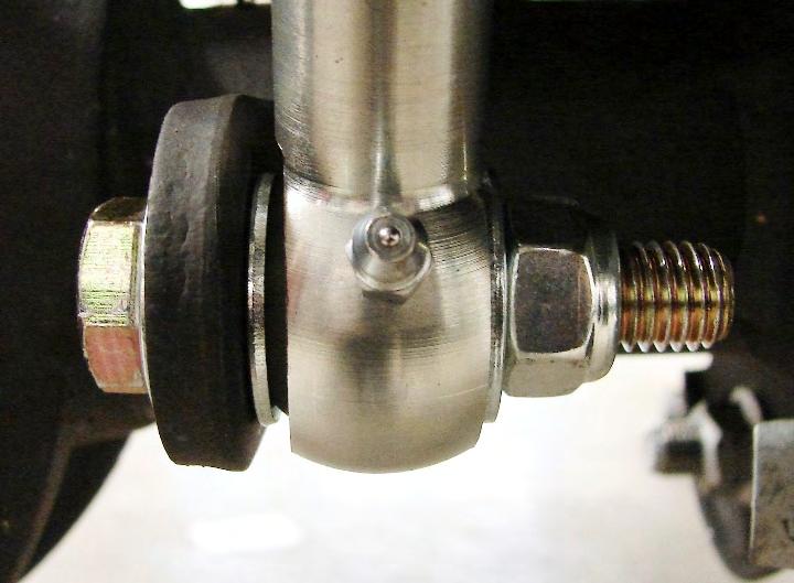 steel disconnect bar pin to the OEM mounting tab with the supplied ½ washer under the supplied ½ nylok nut.