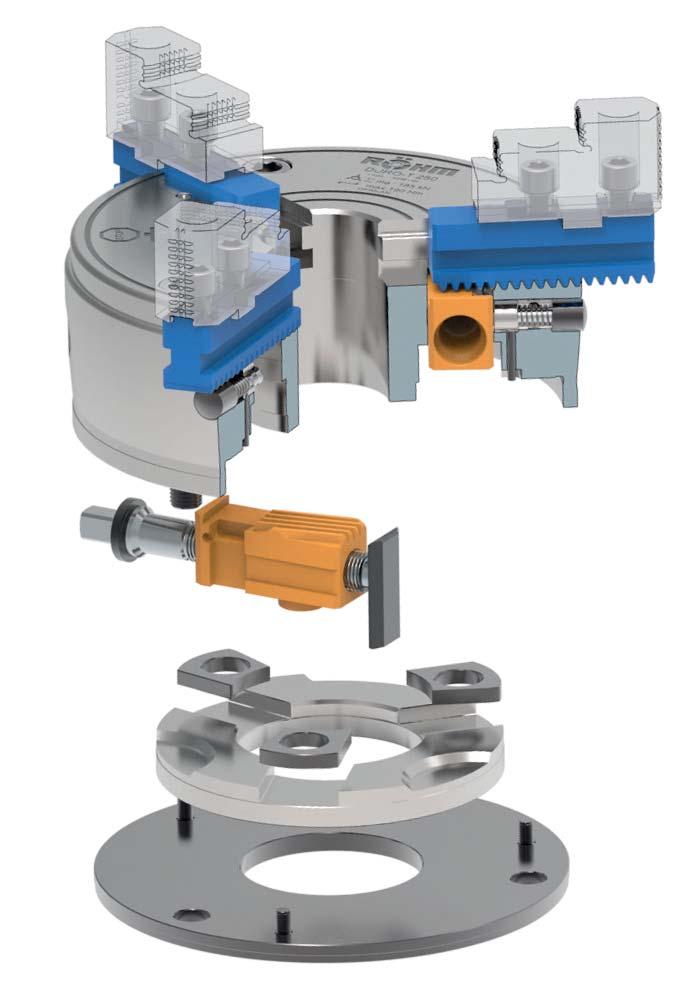 KEY BAR CHUCK WITH QUICK JAW CHANGE SYSTEM The RÖHM key bar chucks with quick jaw change system are used successfully in areas where extremely high clamping forces, high concentricity and reliable