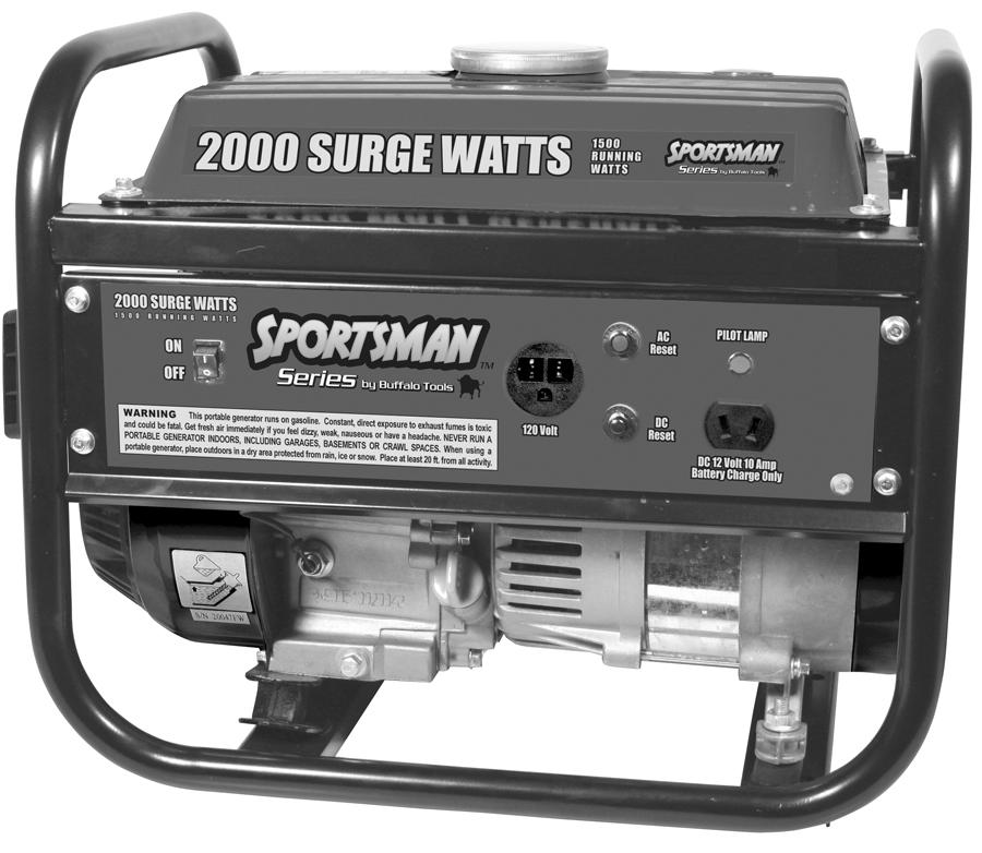 GEN154 2000 Surge Watts / 1500 Running Watts Portable Generator FEATURES: 4-Stroke OHV Engine Recoil Start 2.