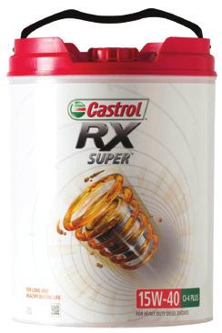 CASTROL CASTROL RX SUPER 15W-40 For mixed fleets without DPF s. Improved performance over API CI-4 oils by providing excellent soot handling, oil consumption control and engine wear benefits.