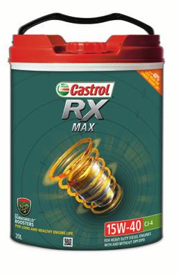 Exceptional piston deposit control minimising oil consumption. CASTROL RX MAX 15W-40 Specially formulated with DurashieldTM Boosters that give up to 40% less wear for longer engine life*.