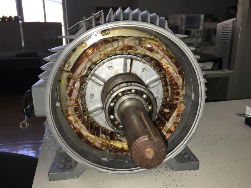 This is certainly far more slots than the number of poles in the stator winding, and is likely a 13-pole stator. Stator Slot Fig. 5. Stator of a three-phase ac induction motor.