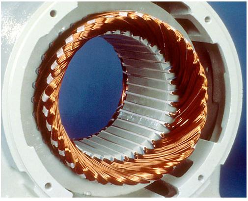 Stator winding is placed in the evenly spaced