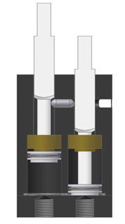 The two finger holders are square in the crosssection to present large, slide bearing surfaces to minimize surface wear.
