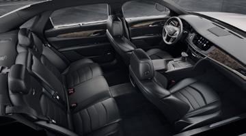 INTERIOR COLORS Luxury Platinum Jet Black leather seating surfaces, chevron-perforated inserts with Jet Black dashboard accents and highgloss Mineral Poplar Burl wood trim/high-gloss