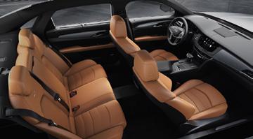 Light Cashmere semi-aniline full-leather seats, chevron-perforated inserts with Maple Sugar dashboard accents and high-gloss Cafe Noir Eucalyptus wood trim/high-gloss Cafe au Lait