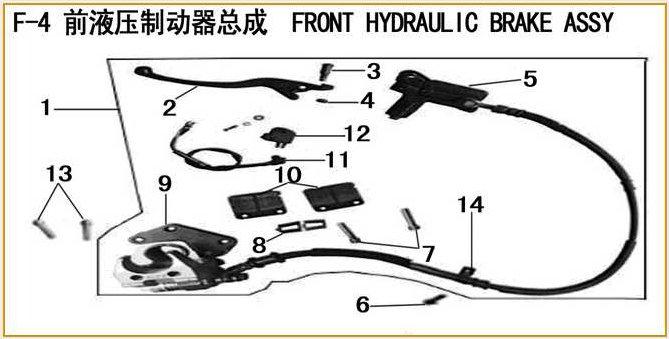 ML125T-26 Frame Parts 125264-1 Front Hydraulic Brake Assy 125264-2 Front Brake Lever 125264-3 Front Brake Lever Pin 125264-4 Mut M5 125264-5 Front Brake Master Cylinder 125264-6 Bolt M6*12 125264-7
