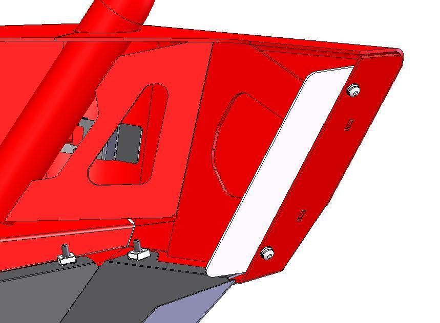 Tuck the inner guard in behind the bull bar wing and under wing panel. 101. Place M6 cage nuts into each of the inner guard retention plates.