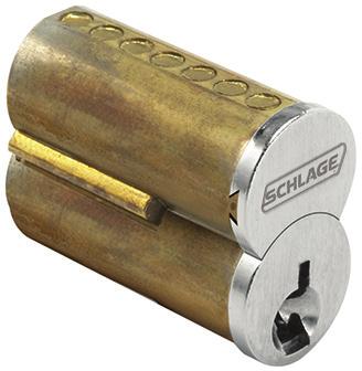 Full size interchangeable core (FSIC) in ter change able core (IC) locksets allow immediate rekeying at the door simply by using the special control key to replace the core in seconds.