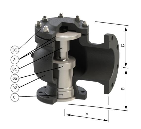 Model 1415 LP Safety relief valves Connections ASME/ANSI B16.5 ANSI150 Carbon steel A 216 WCB/ WCC, A 217 WC6, S.S. A 351 CF3M and Duplex Temperature range -196ºC to +455ºC Applications Steam, gases, vapours and liquids Calculation API RP 520 Min.