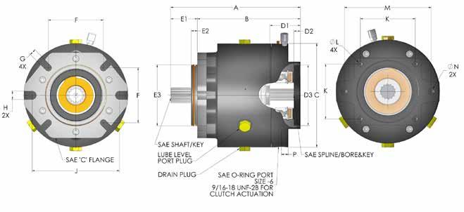 SAE PTO 600 Specifications Mounting dimensions conforming to SAE J744 DIMENSIONAL DATA* DIMENSIONS IN INCHES 10.62 8.44 8.5 2.5 0.53 5.002 2.18 0.5 4.998 4.511 0.54 0.69 7.15 4.508 1/2-13UNC 7.
