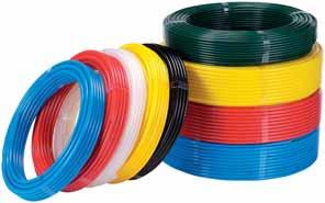 D Plastic hoses for pneumatic TVG007 Different versions PUR - thereby higher flexibility P for higher pressure range PTE for higher temperatures PE for standard applications Synthetic hoses made from