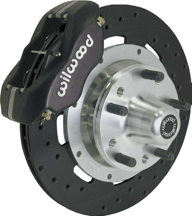 CLICK for More Info Online Forged Aluminum Four-Piston Caliper with Vented Rotor and Billet Aluminum Hub Front Disc Brakes - Street 1 SRP Series Rotor shown Available with directional vaned, smooth